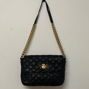 Marc Jacobs Black Quilted Shoulder Bag with Gold Chain